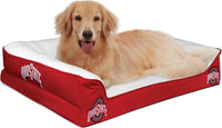 Ohio State Flat Dog Bed 36x27 – Plush Washable Crate Mattress for Medium & Large Dogs – Cozy Sofa Cushion with Removable Cover, Non-Slip Bottom & Team Licensed Design for Indoor Use