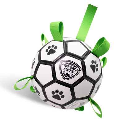 ProBall Pets Interactive Dog Soccer Ball with Grab Tabs - Floats on Water, Fetch & Training Toy for Small Medium Dogs, Herding Breeds - Waterproof Non-Toxic