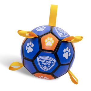 Pro Ball Pets Dog Soccer Ball with Grab Tabs, Size 2, 6 inches, Blue/Orange - 1213