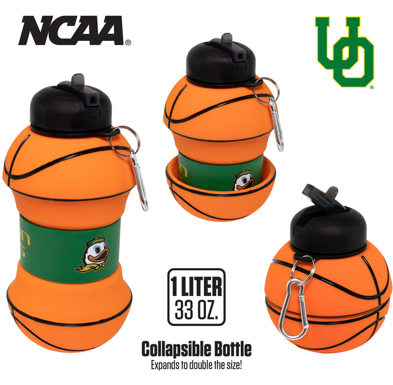 Oregon Ducks Collapsible Silicone Basketball Water Bottle Maccabi Art, 1 Liter