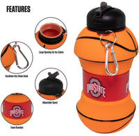 Ohio State Univ. Collapsible Silicone Basketball Water Bottle Maccabi Art, 1 Liter