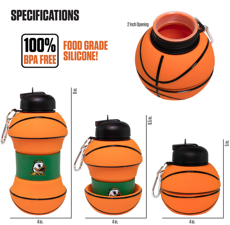 Oregon Ducks Collapsible Silicone Basketball Water Bottle Maccabi Art, 1 Liter