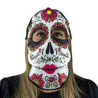 Sugar Skull Fan Mask for Day of the Dead, Día de los Muertos Parties (Pink) Maccabi Art