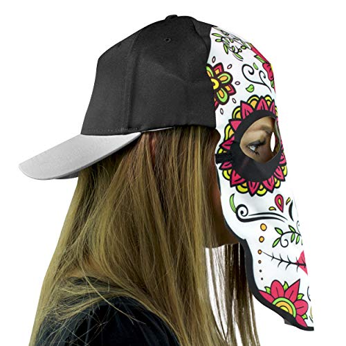 Sugar Skull Fan Mask for Day of the Dead, Día de los Muertos Parties (Pink) Maccabi Art