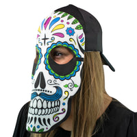 Sugar Skull Fan Mask for Day of the Dead, Día de los Muertos Parties (Blue) Maccabi Art