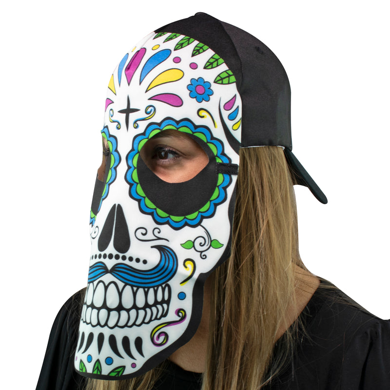 Sugar Skull Fan Mask for Day of the Dead, Día de los Muertos Parties (Blue) Maccabi Art