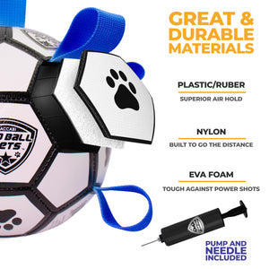 Pro Ball Pets Dog Soccer Ball with Grab Tabs, Size 2, 6 inches, White/Blue - 1076