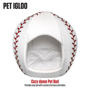 Baseball - Igloo Pet Bed - Medium