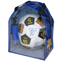 FC Barcelona Player Signatures Soccer Ball Kit, Size 5 with Pump & Carry Bag Maccabi Art